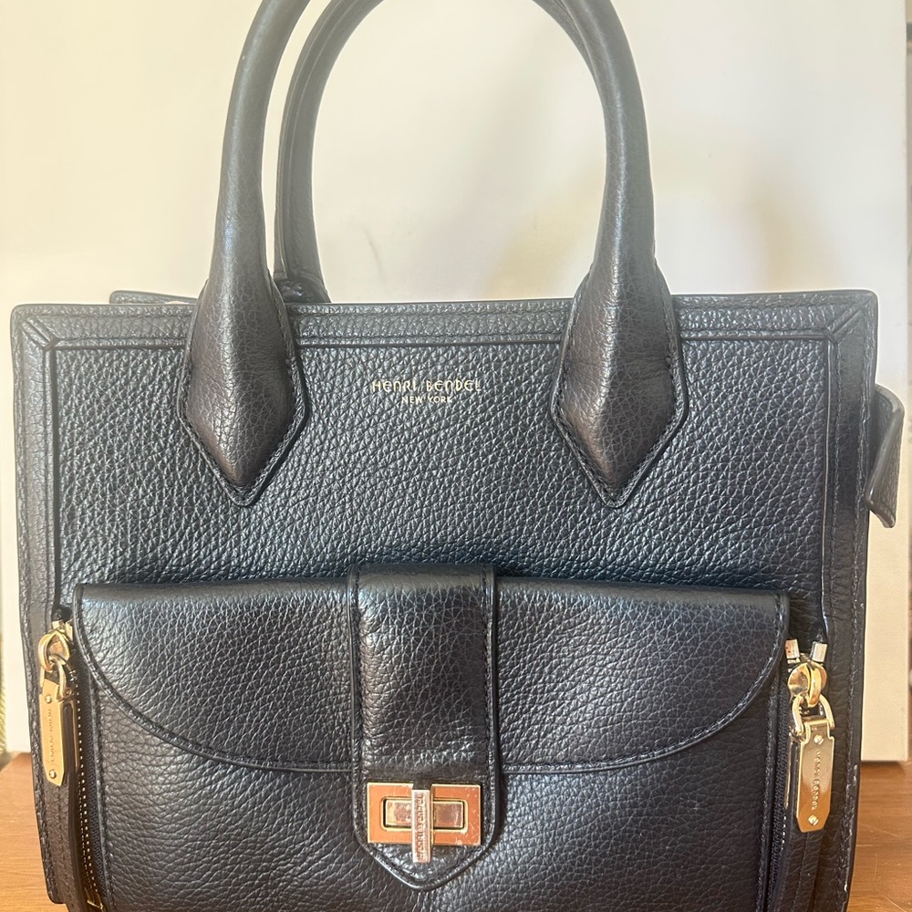 Henri Bendel Black Leather Satchel - Picture 1 of 5